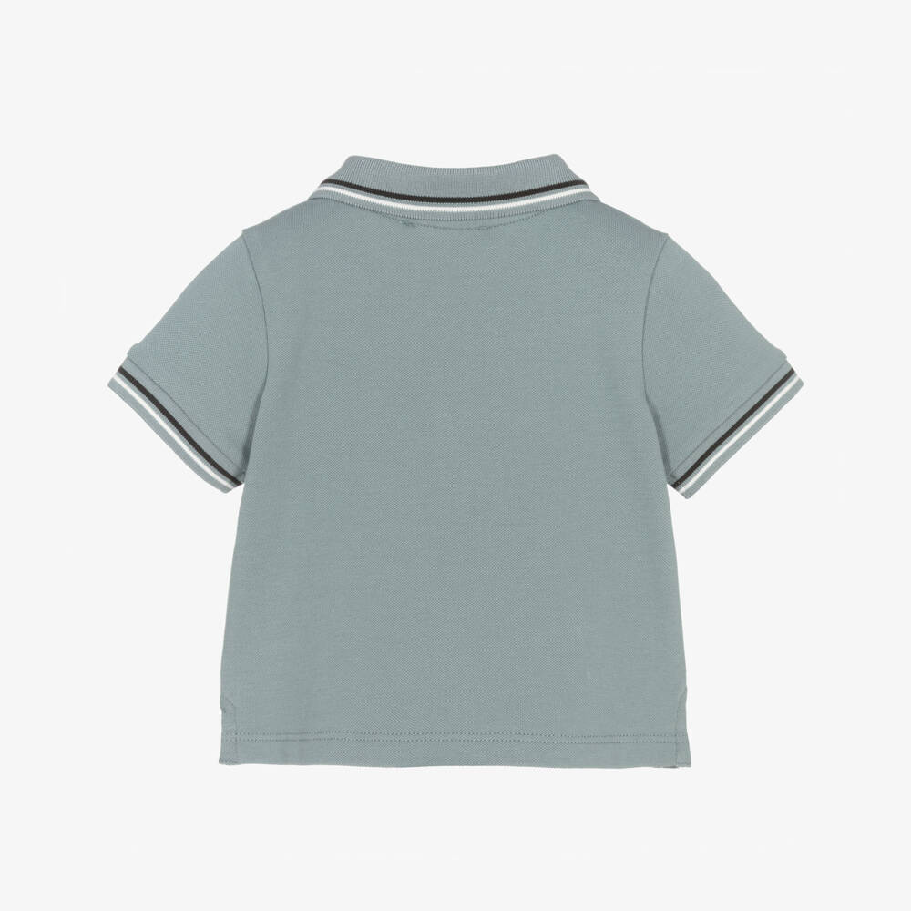 Emporio Armani-Boys Green Short-Sleeved Polo Shirt with Eagle Logo | Childrensalon