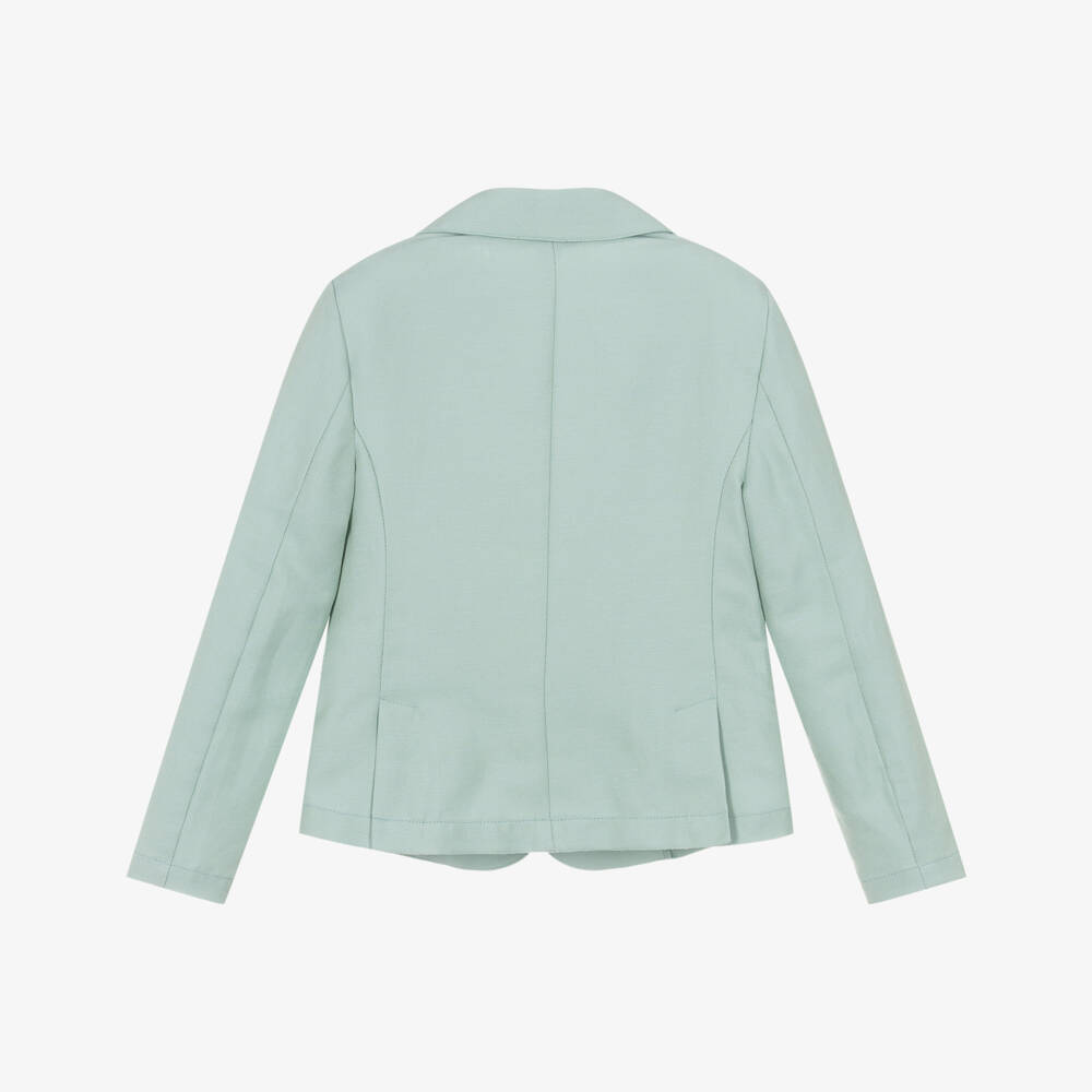 Emporio Armani-Boys Green Twill Unlined Blazer | Childrensalon