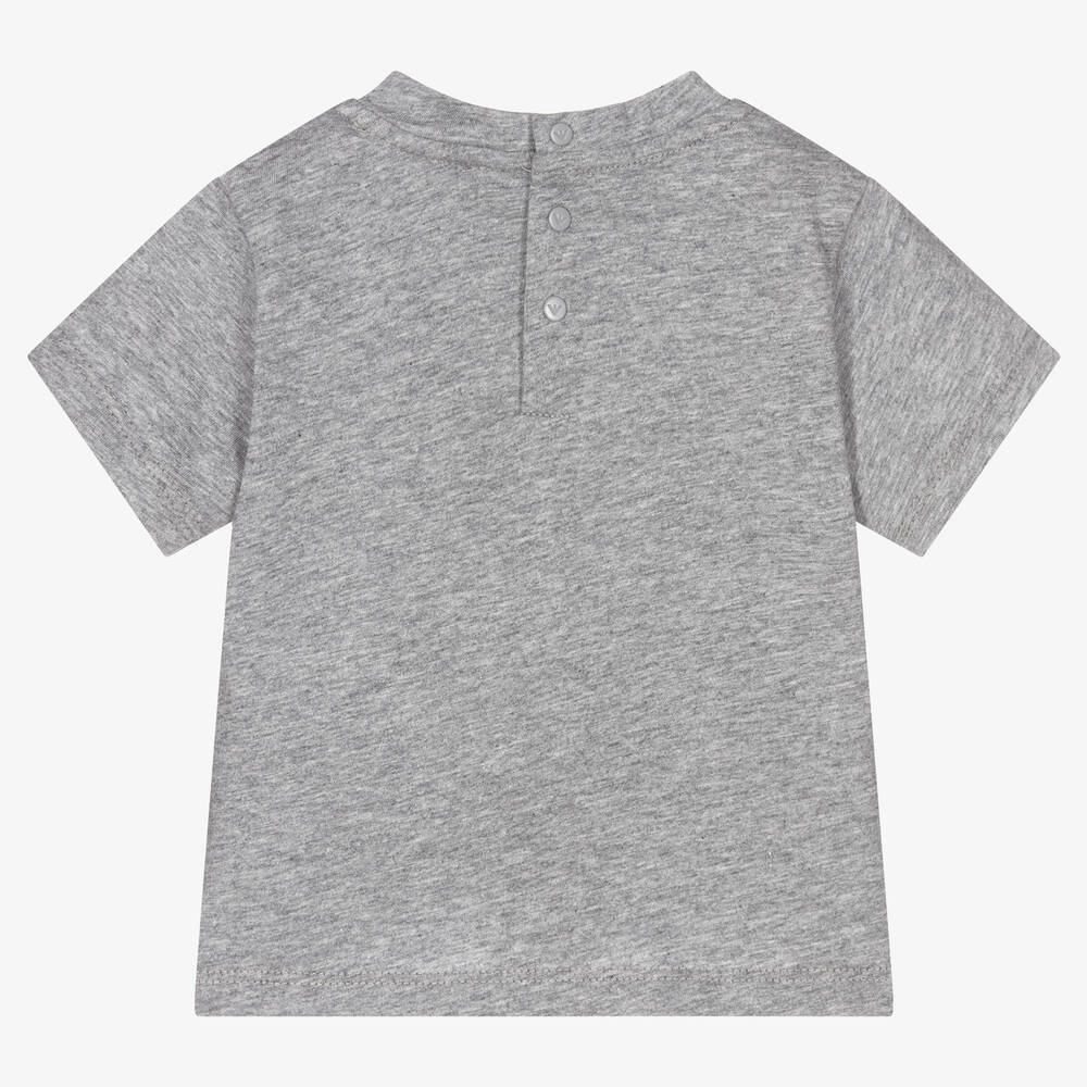 Emporio Armani-تيشيرت أطفال ولادي قطن لون رمادي بطبعة النسر | Childrensalon