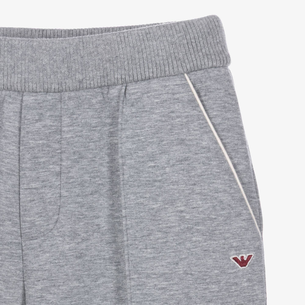 Emporio Armani-Boys Grey Jersey Varsity Joggers | Childrensalon