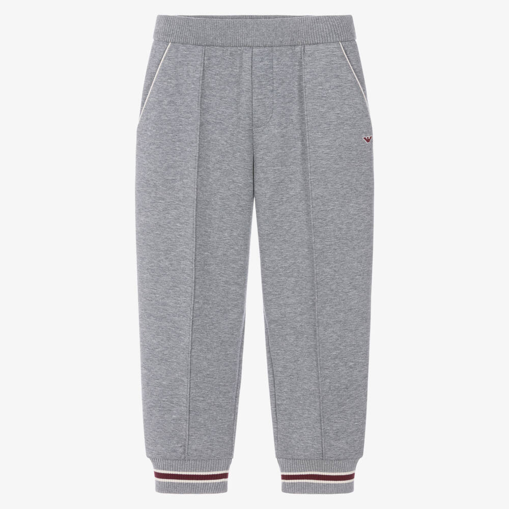 Emporio Armani-Boys Grey Jersey Varsity Joggers | Childrensalon