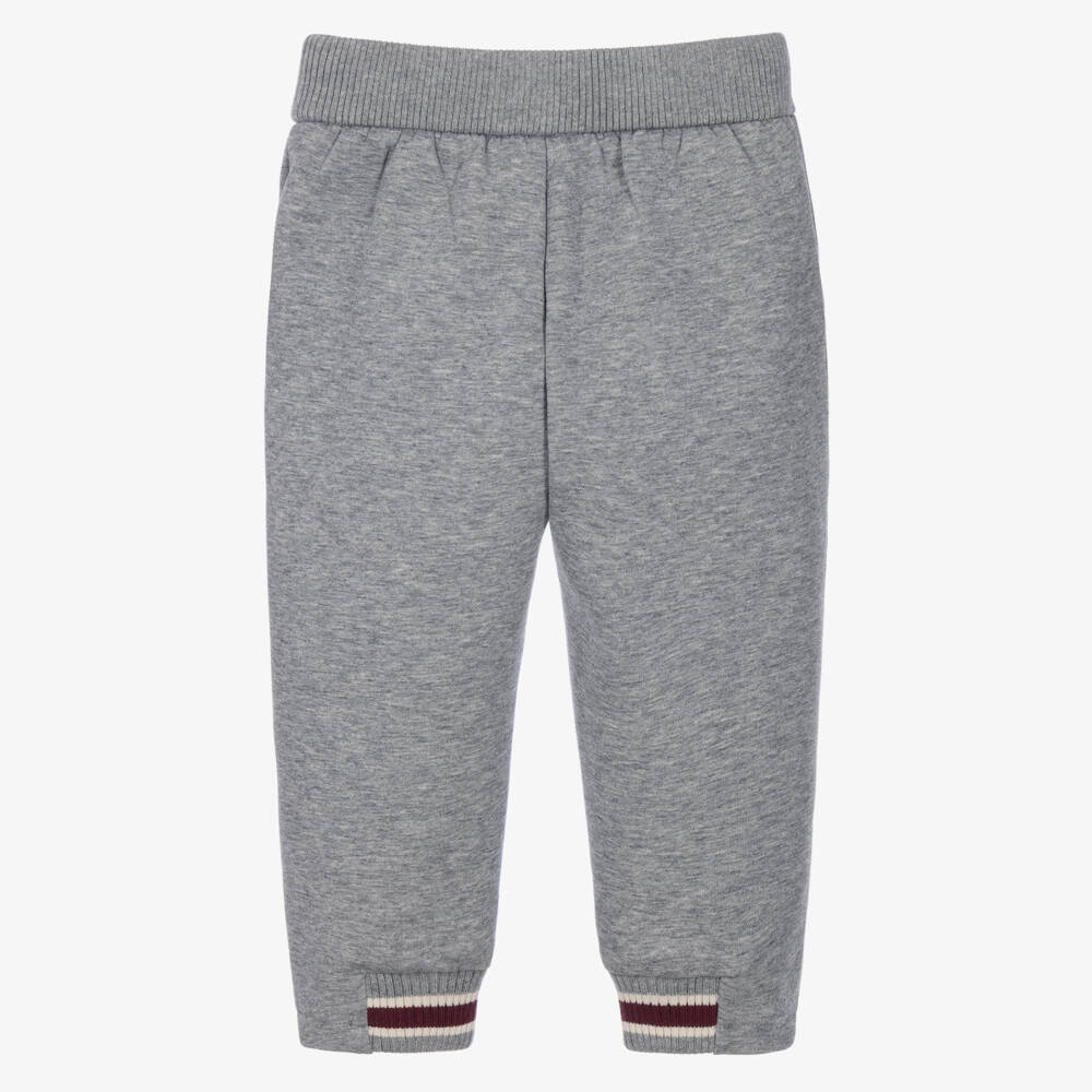 Emporio Armani-Boys Grey Marl Joggers with Striped Ribbed Cuffs | Childrensalon