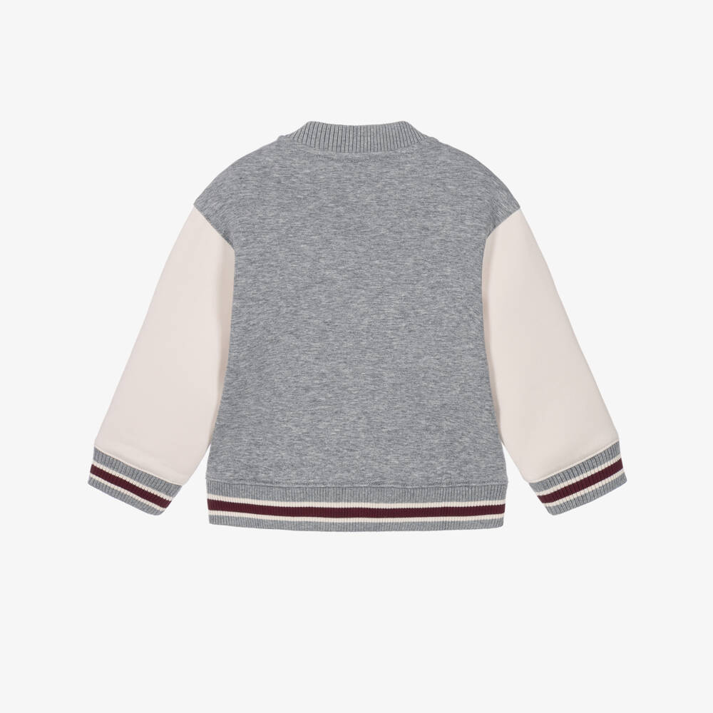 Emporio Armani-Boys Grey Marl Varsity Jacket in Double Jersey | Childrensalon