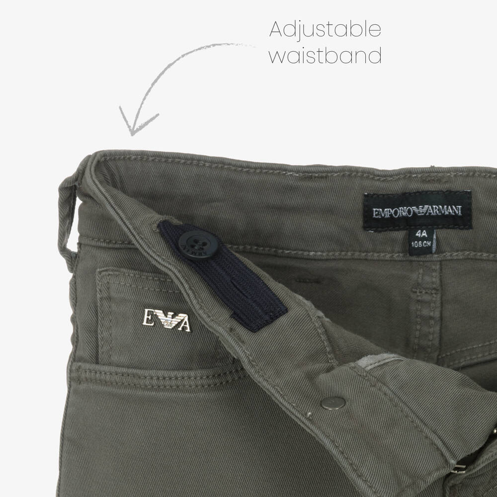 Emporio Armani-جينز سليم-فيت قطن تويل لون رمادي للأولاد | Childrensalon