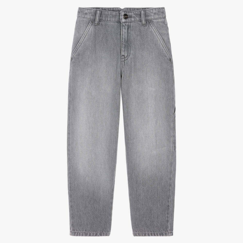 Emporio Armani-Boys Grey Taper Fit Jeans | Childrensalon