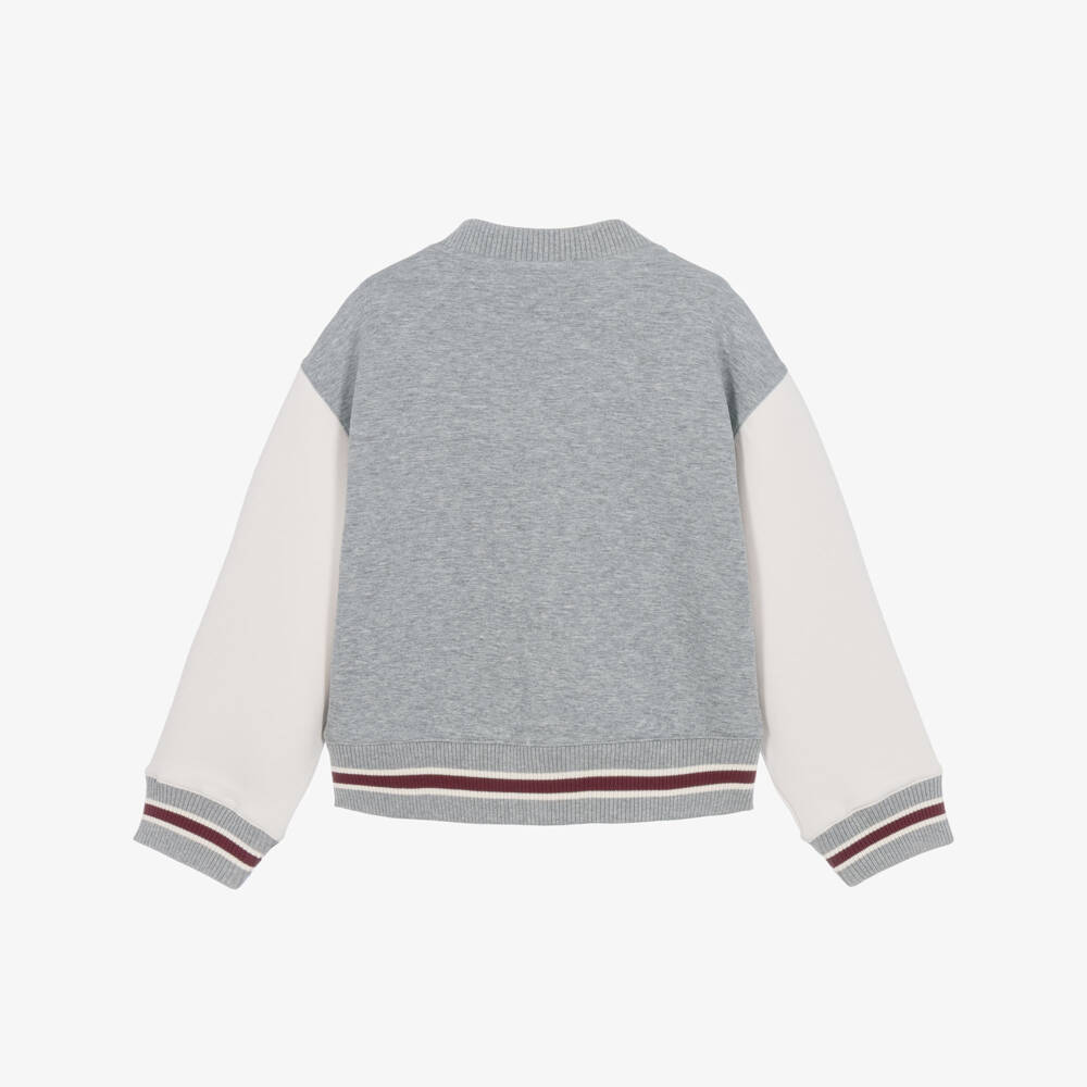 Emporio Armani-Boys Grey Varsity Bomber Jacket | Childrensalon