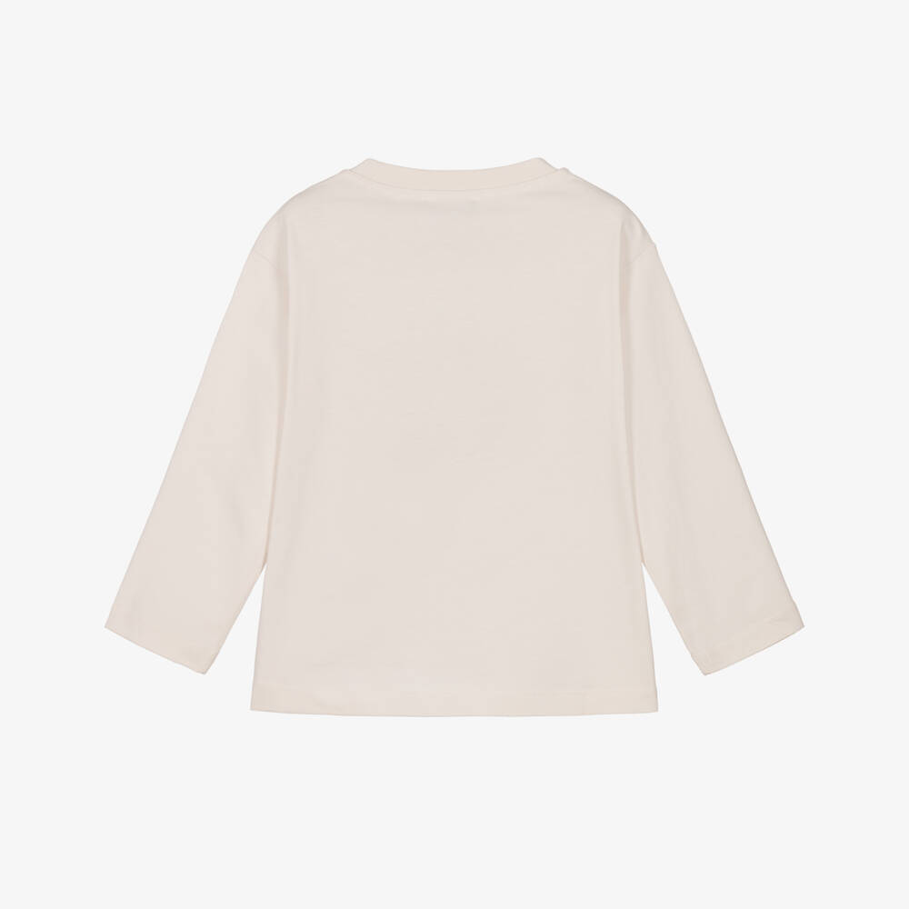 Emporio Armani-Boys Ivory Cotton Top with Graphic Logo | Childrensalon