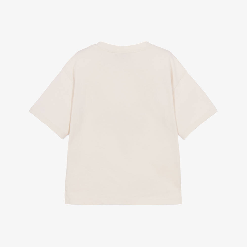 Emporio Armani-Boys Ivory Cotton Varsity Logo T-Shirt | Childrensalon