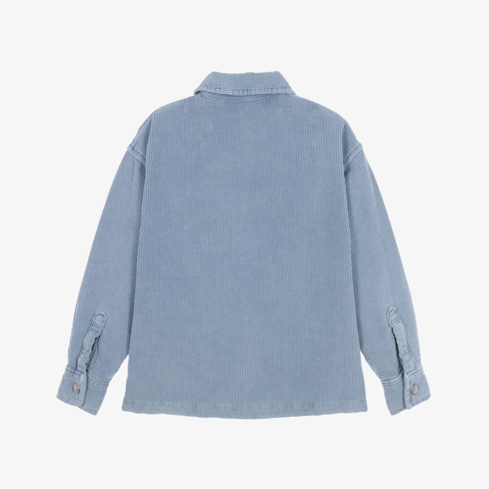 Emporio Armani-Boys Light Blue Corduroy Overshirt | Childrensalon