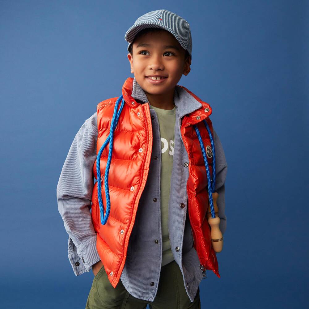 Emporio Armani-Boys Light Blue Corduroy Overshirt | Childrensalon