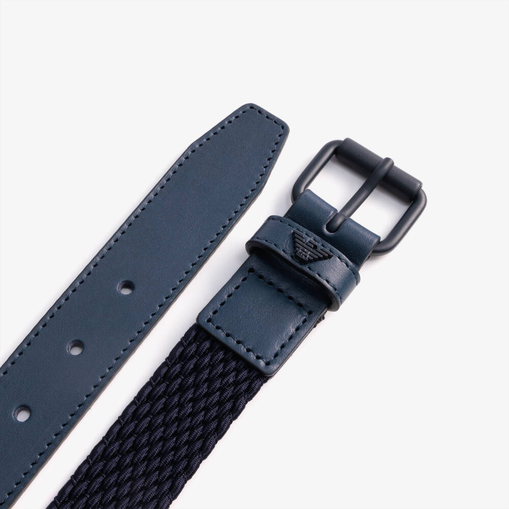 Emporio Armani-Boys Navy Blue Braided Belt | Childrensalon