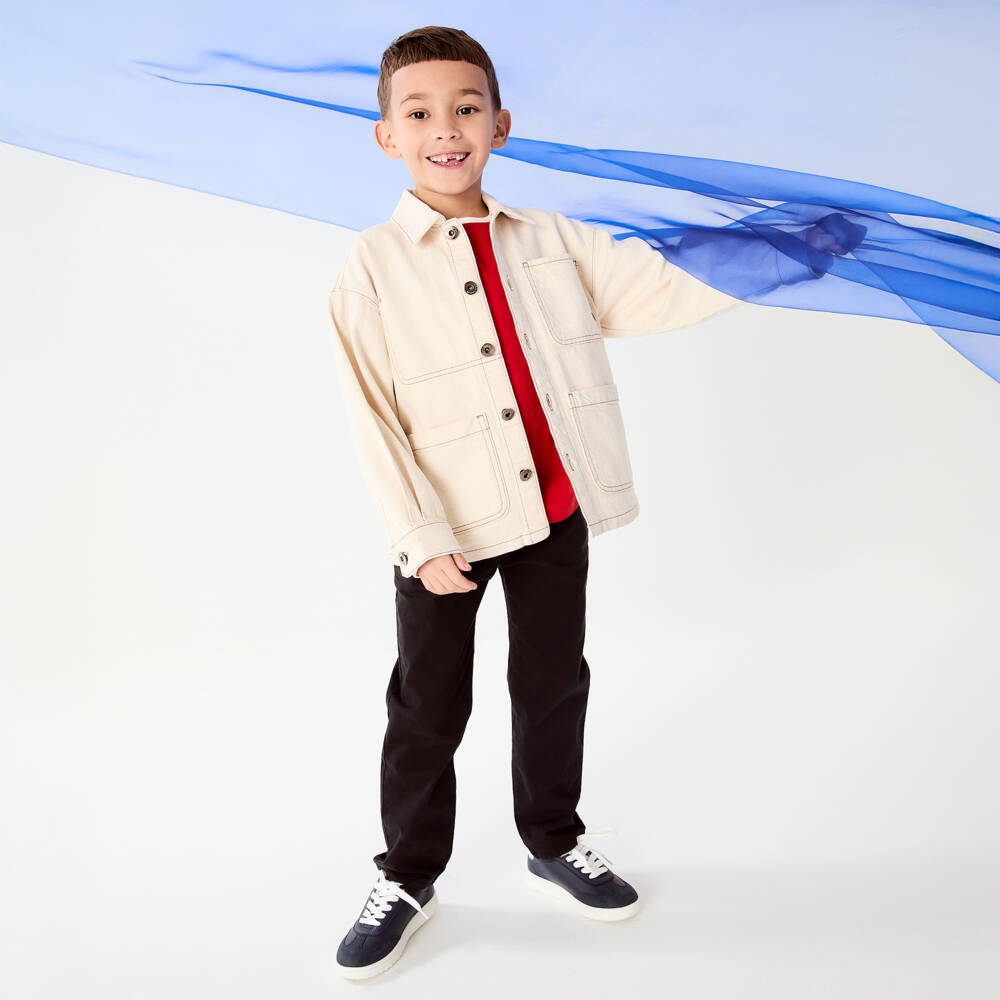 Emporio Armani-Boys Navy Blue Cotton Chino Trousers | Childrensalon