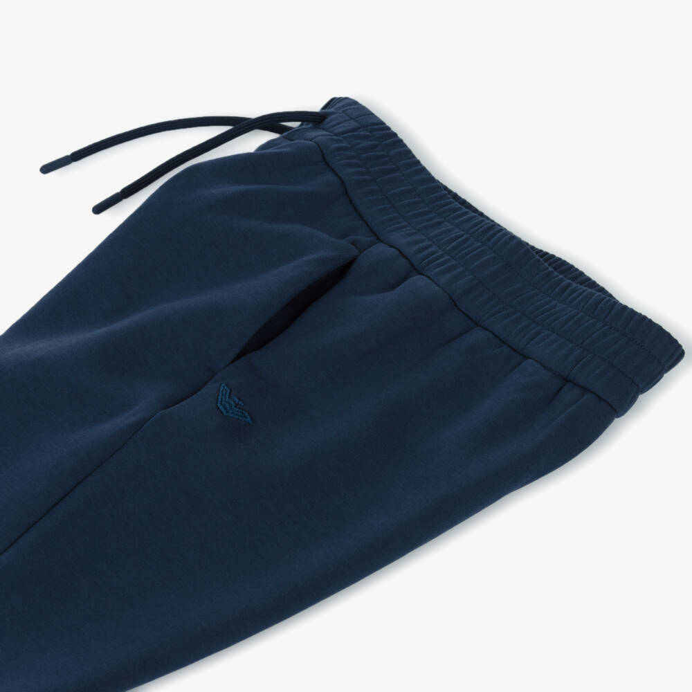 Emporio Armani-Boys Navy Blue Cotton Drawstring Joggers | Childrensalon