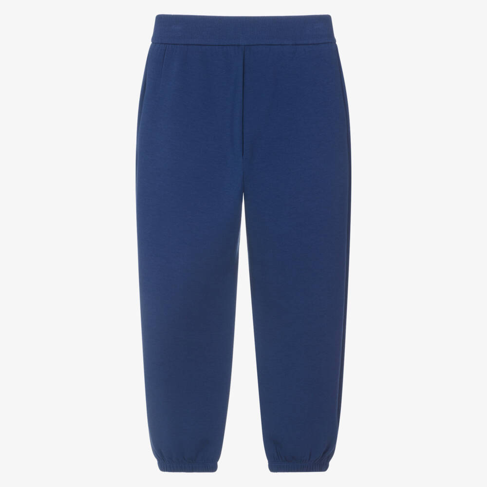 Emporio Armani-Boys Navy Blue Cotton Eagle Logo Patch Joggers | Childrensalon