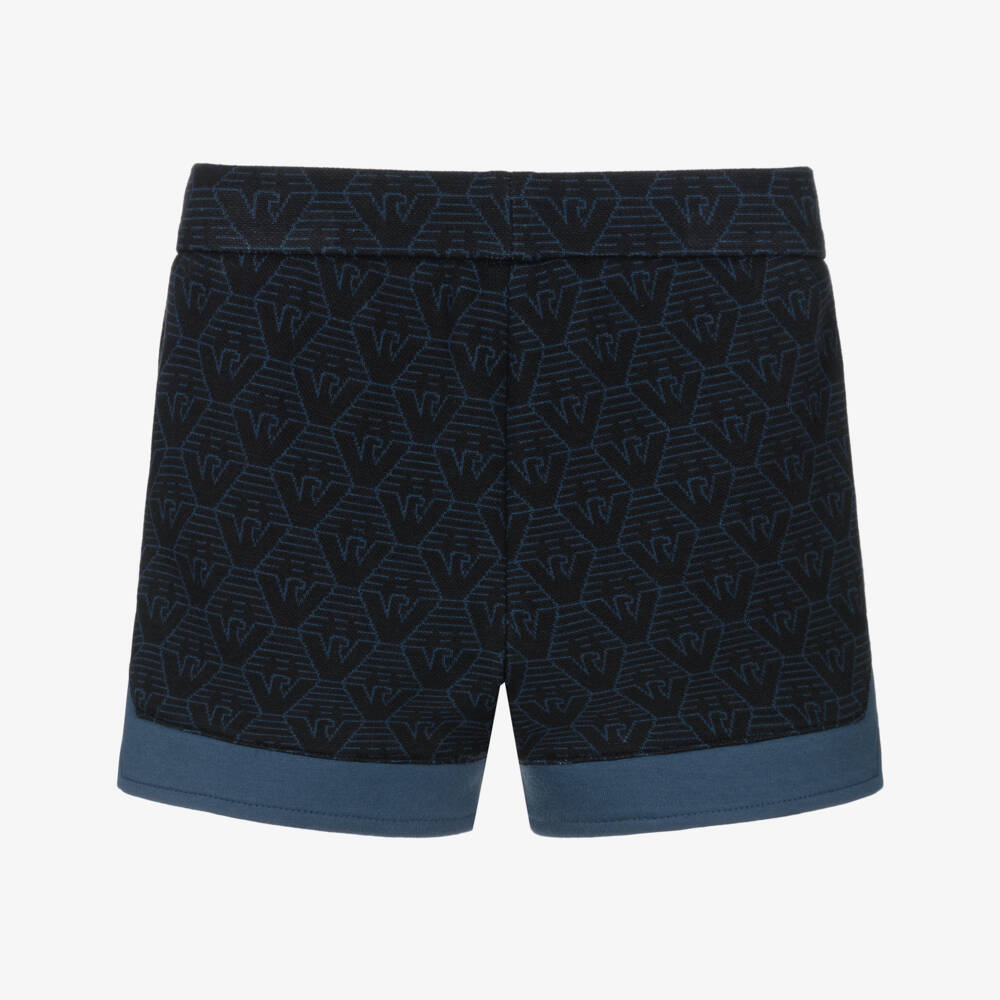 Emporio Armani-Boys Navy Blue Cotton Eagle Logo Shorts  | Childrensalon