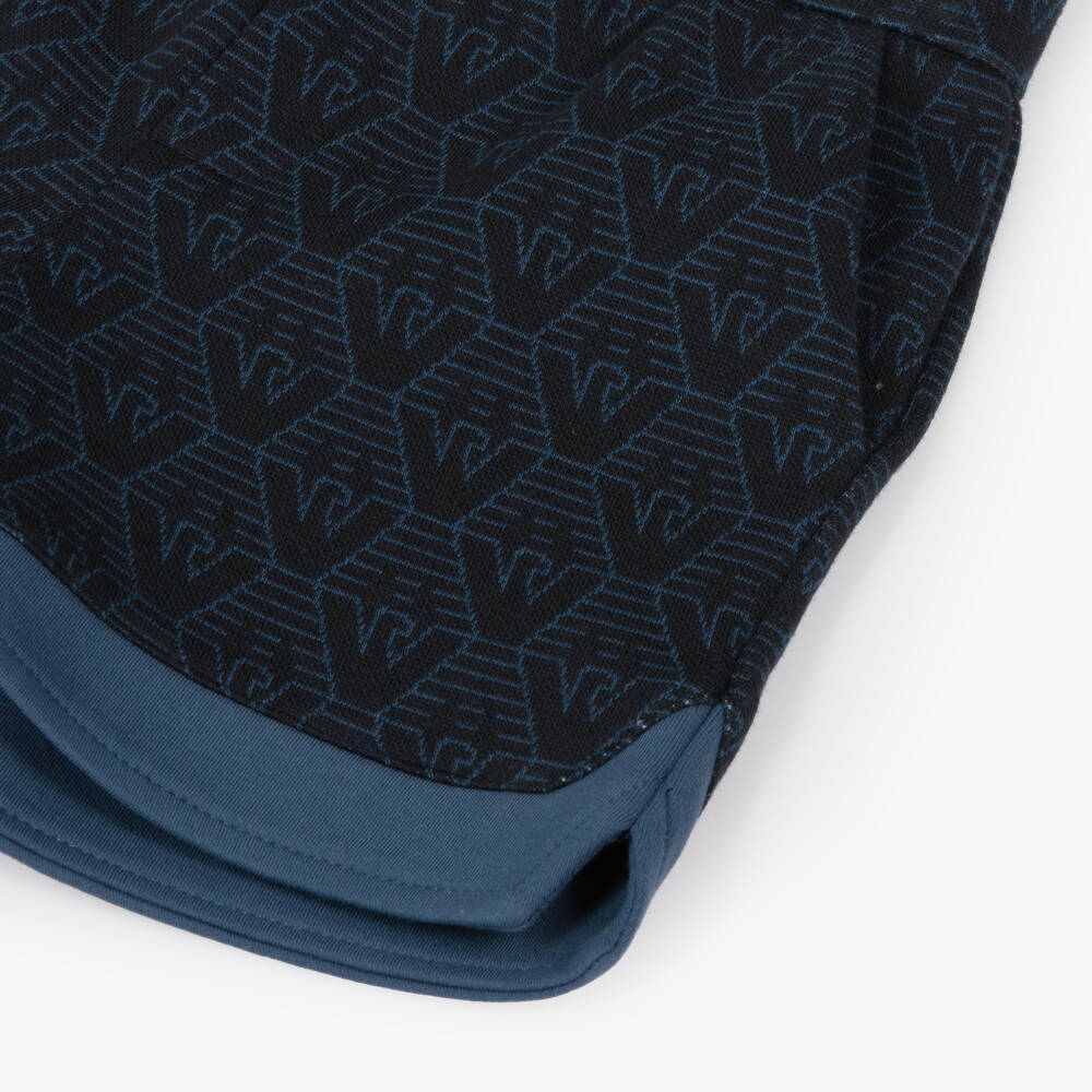 Emporio Armani-Boys Navy Blue Cotton Eagle Logo Shorts  | Childrensalon