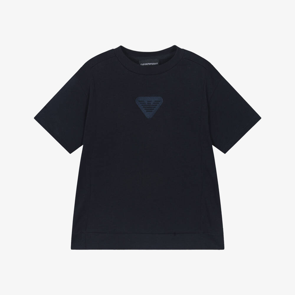 Emporio Armani-تيشيرت بشعار النسر قطن لون كحلي للأولاد  | Childrensalon