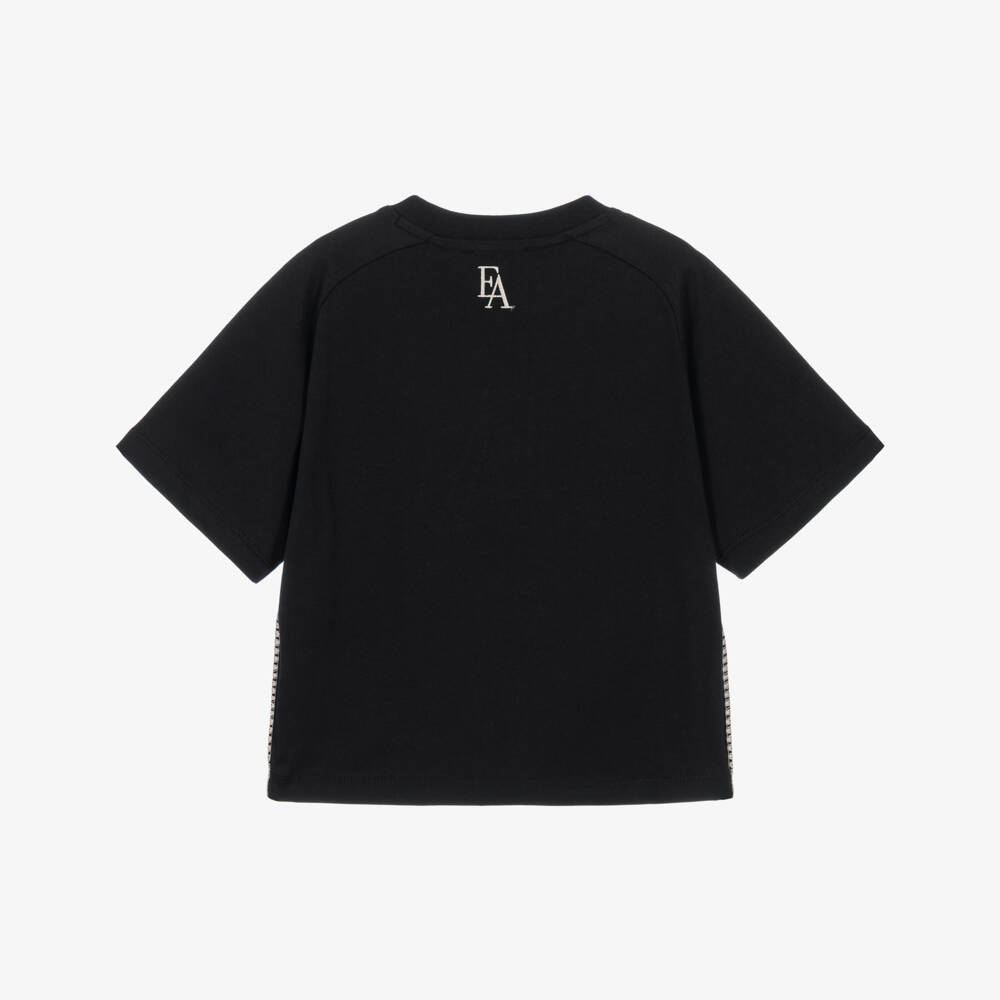 Emporio Armani-Boys Navy Blue Cotton Raglan Sleeve T-Shirt | Childrensalon