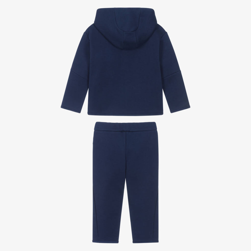 Emporio Armani-Boys Navy Blue Cotton Tracksuit with Chevron Ribbon Trim | Childrensalon