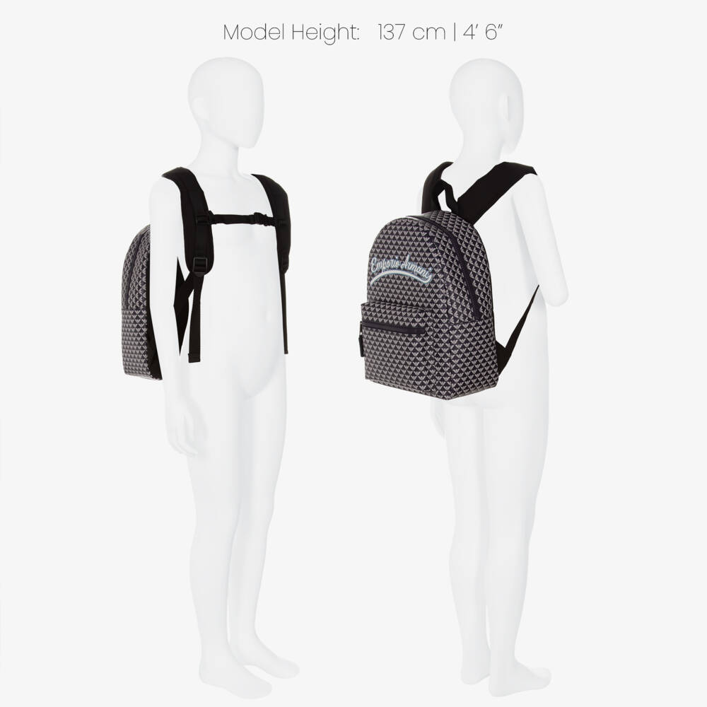 Emporio Armani-Boys Navy Blue Eagel Logo Print Backpack (34cm) | Childrensalon