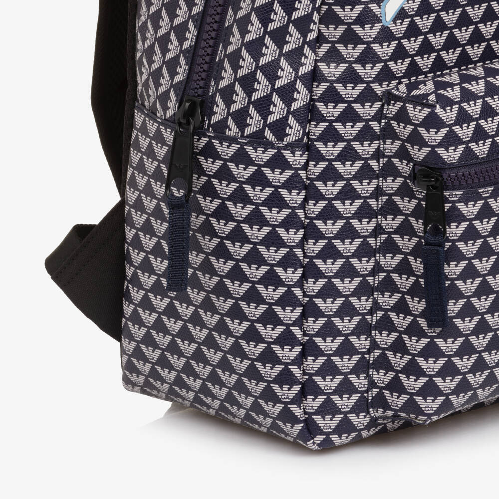 Emporio Armani-Boys Navy Blue Eagle Logo Print Backpack (39cm) | Childrensalon
