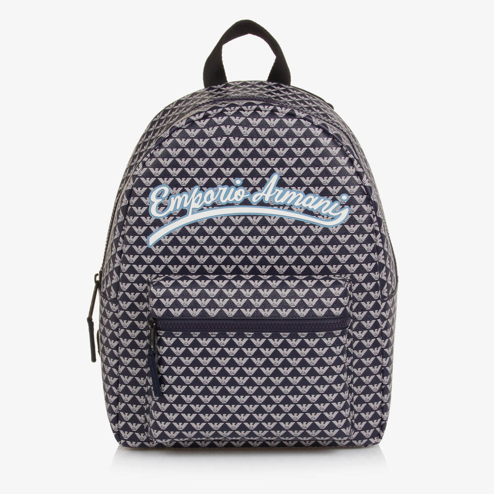Emporio Armani-Boys Navy Blue Eagle Logo Print Backpack (39cm) | Childrensalon