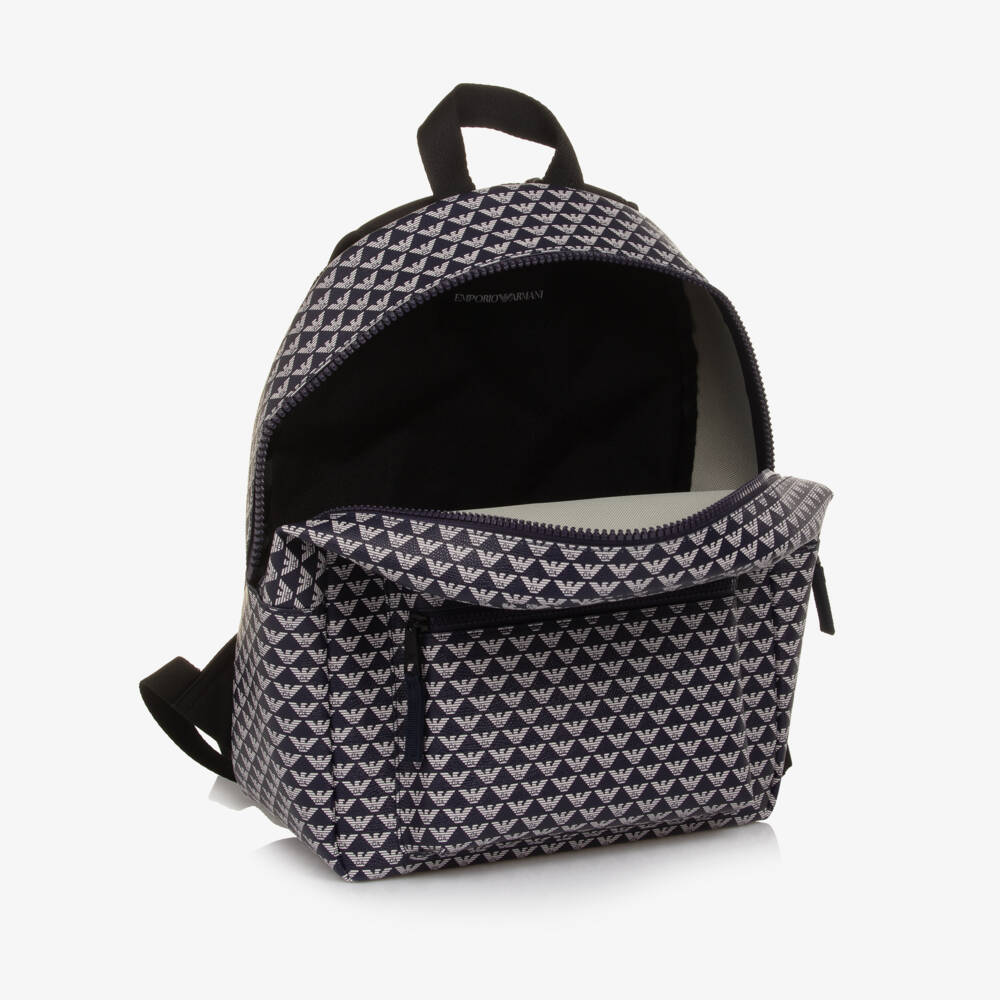 Emporio Armani-Boys Navy Blue Eagle Logo Print Backpack (39cm) | Childrensalon