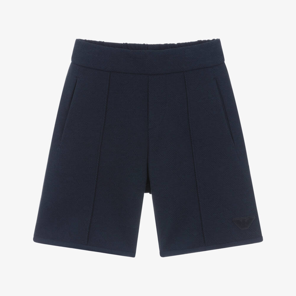 Emporio Armani-Шорты синие трикотажные с жаккардовым логотипом для мальчиков | Childrensalon
