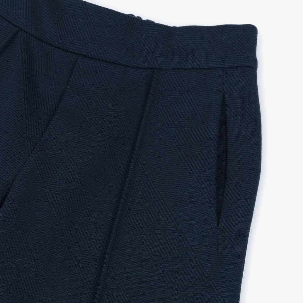 Emporio Armani-Шорты синие трикотажные с жаккардовым логотипом для мальчиков | Childrensalon