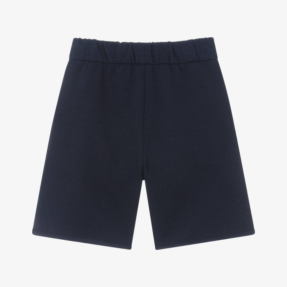 Emporio Armani-Шорты синие трикотажные с жаккардовым логотипом для мальчиков | Childrensalon