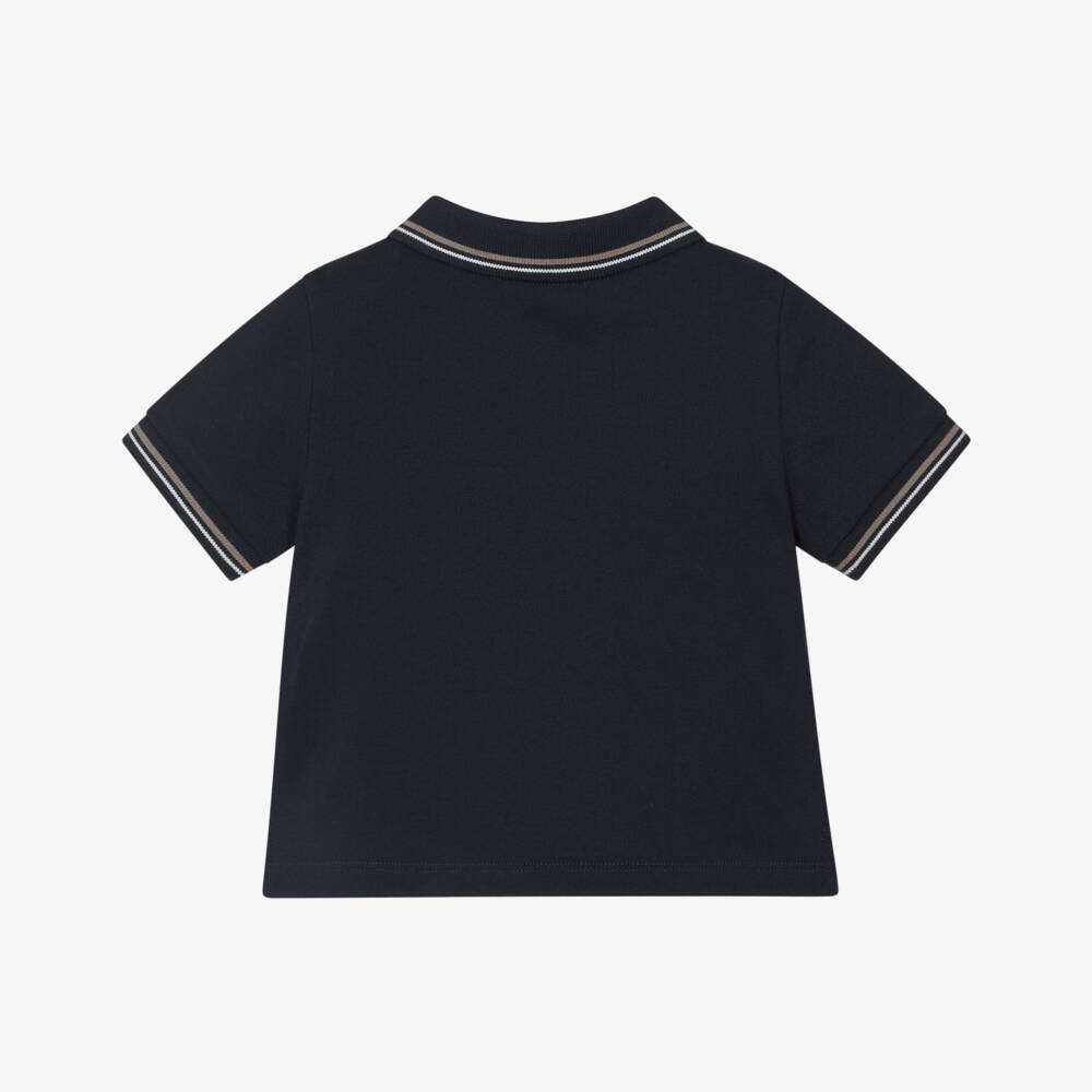 Emporio Armani-Boys Navy Blue Short-Sleeved Polo Shirt with Eagle Logo | Childrensalon