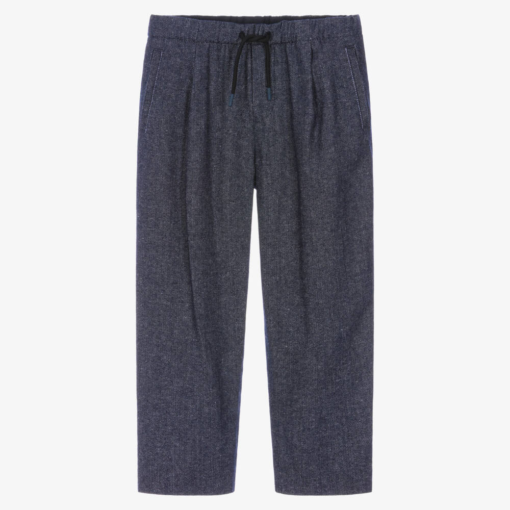 Emporio Armani-Boys Navy Blue Smart Casual Trousers | Childrensalon