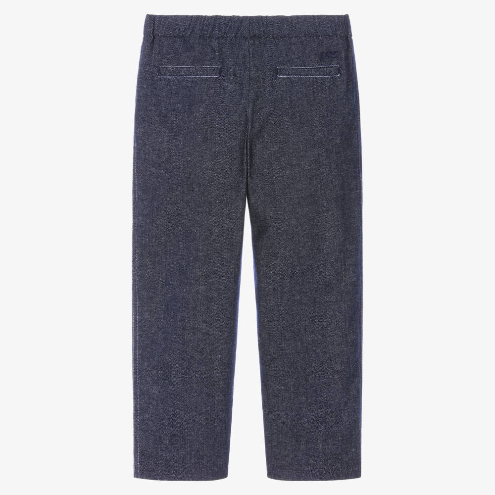 Emporio Armani-Boys Navy Blue Smart Casual Trousers | Childrensalon