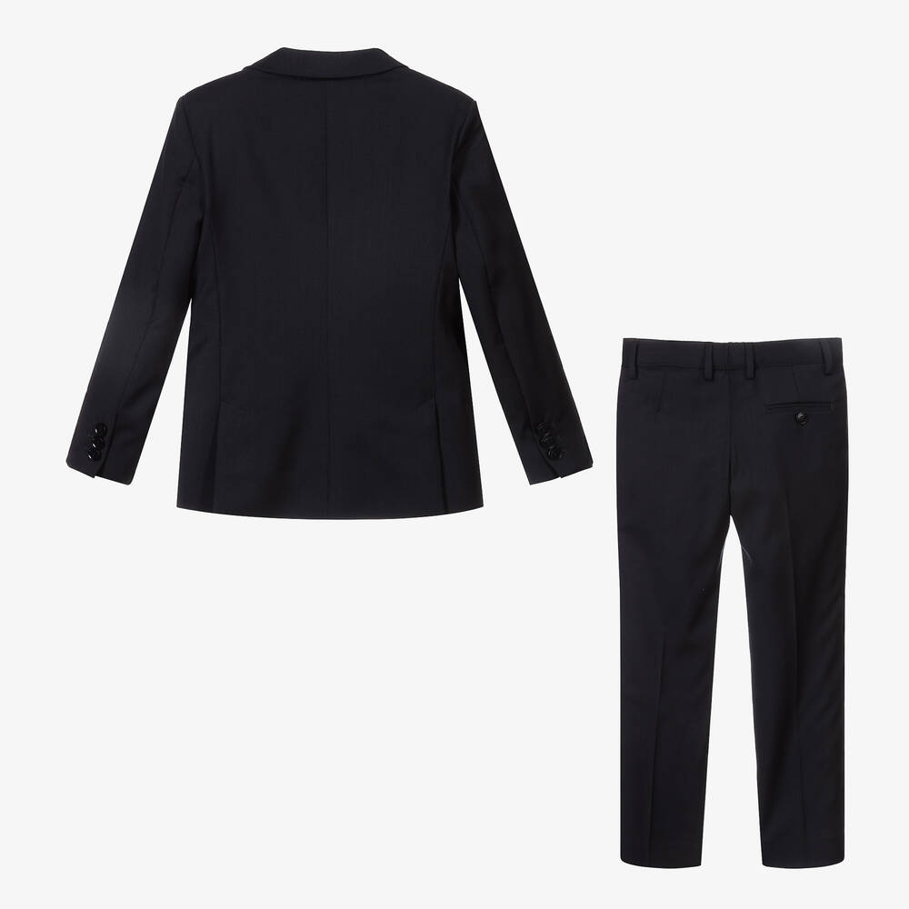 Emporio Armani-Boys Navy Blue Wool Single-Breasted Suit | Childrensalon