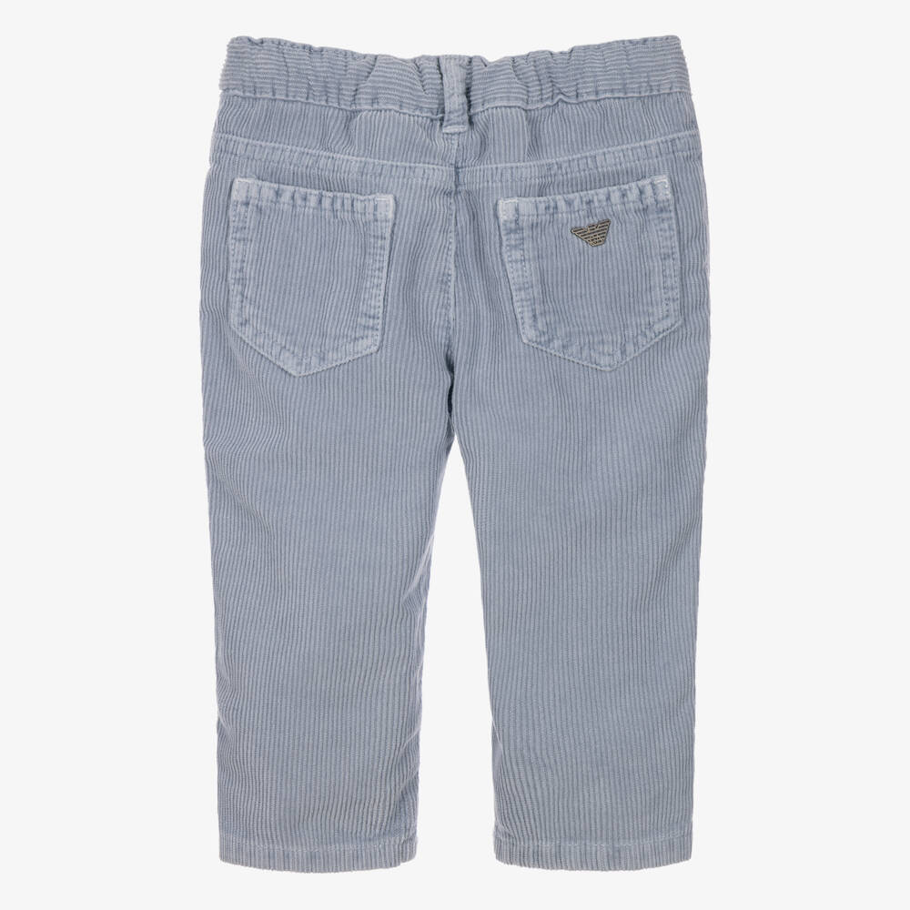 Emporio Armani-Boys Pale Blue Corduroy Trousers | Childrensalon