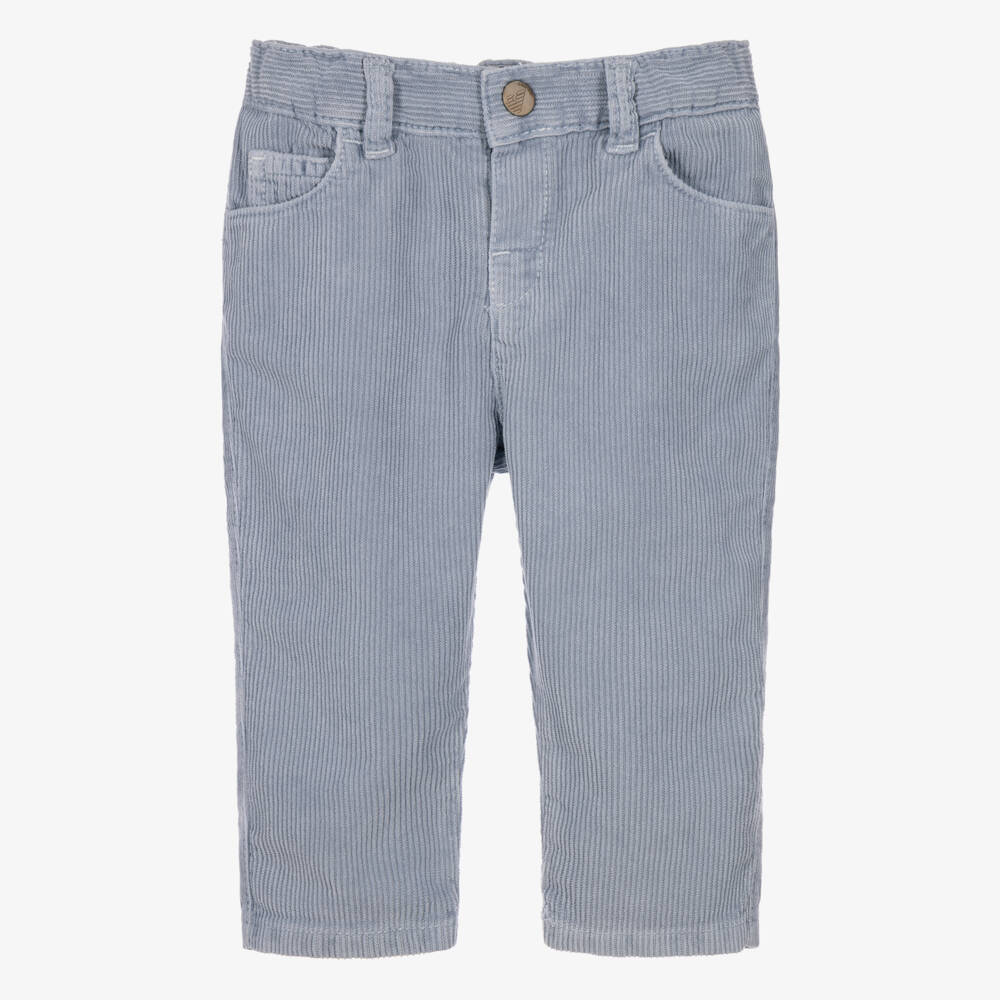 Emporio Armani-Boys Pale Blue Corduroy Trousers | Childrensalon