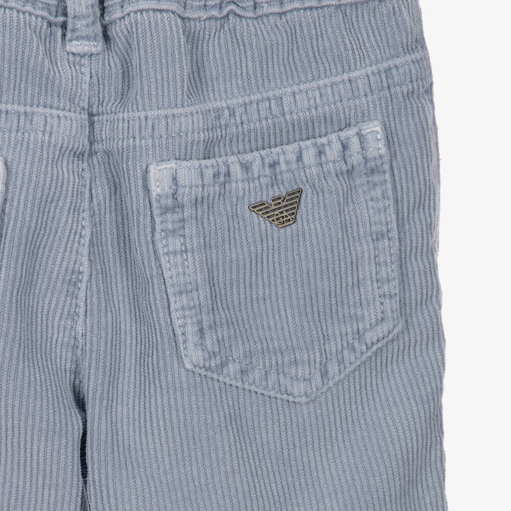 Emporio Armani-Boys Pale Blue Corduroy Trousers | Childrensalon