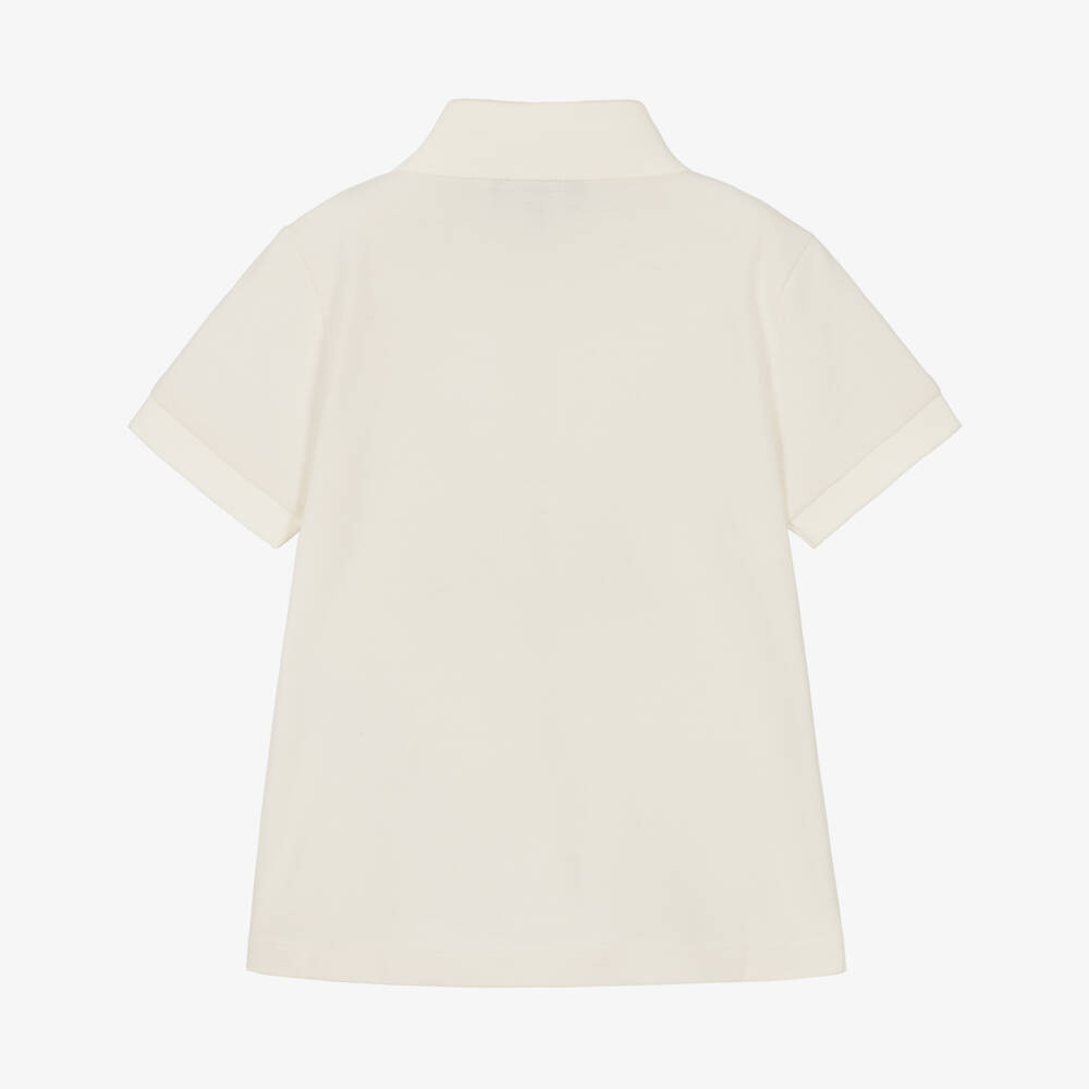 Emporio Armani-Boys Pale Ivory Polo Shirt with Logo Collar | Childrensalon