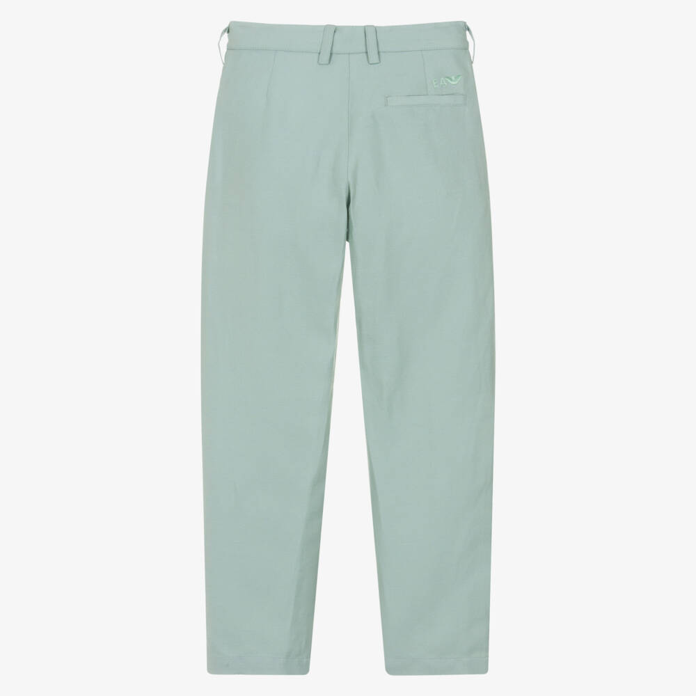Emporio Armani-Boys Sage Green Twill Trousers | Childrensalon