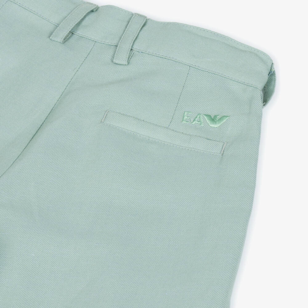 Emporio Armani-Boys Sage Green Twill Trousers | Childrensalon