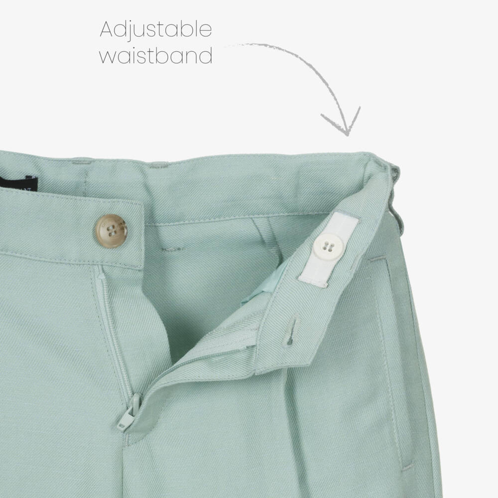 Emporio Armani-Boys Sage Green Twill Trousers | Childrensalon
