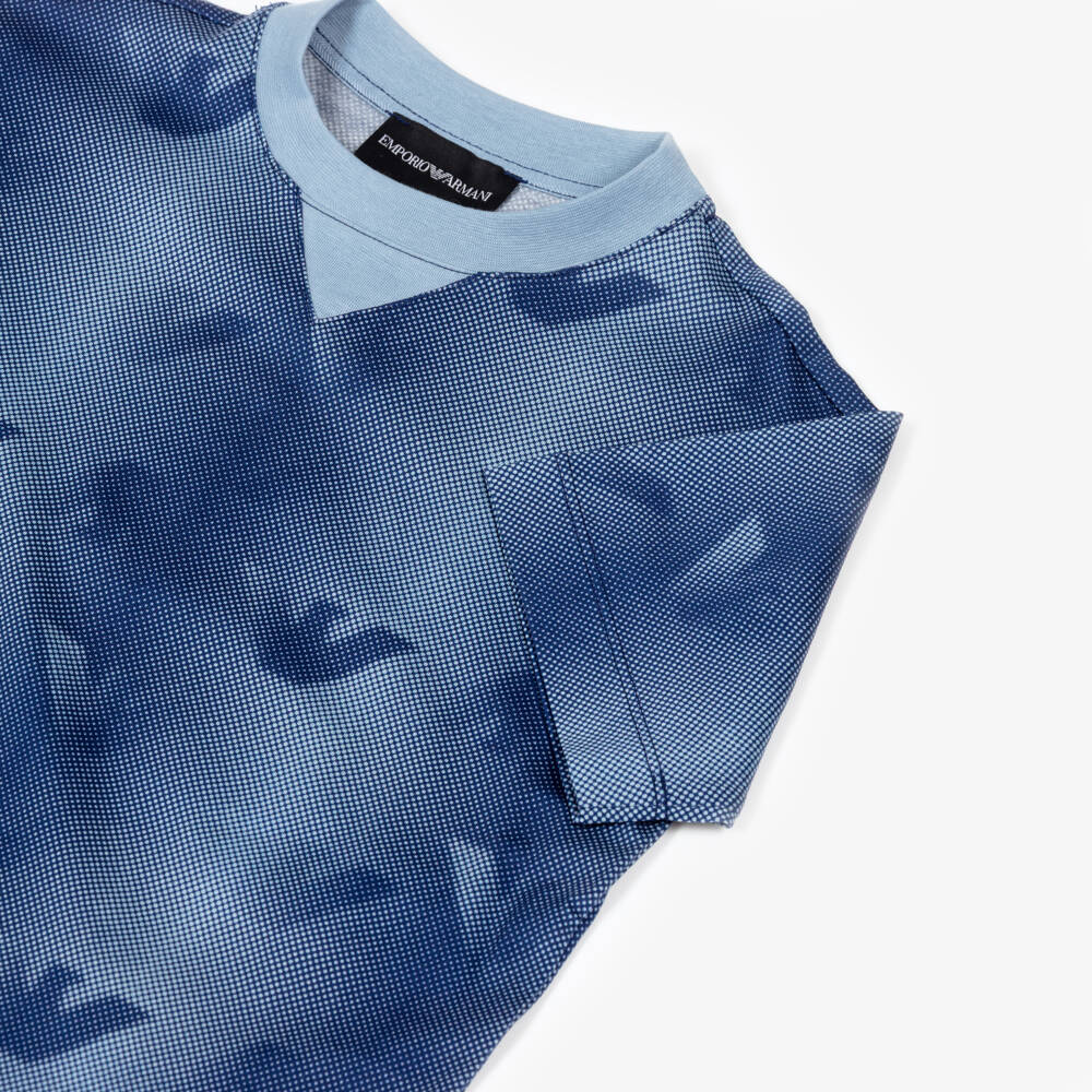 Emporio Armani-Boys Sporty Blue Shorts Set with Eagle Logo Print | Childrensalon