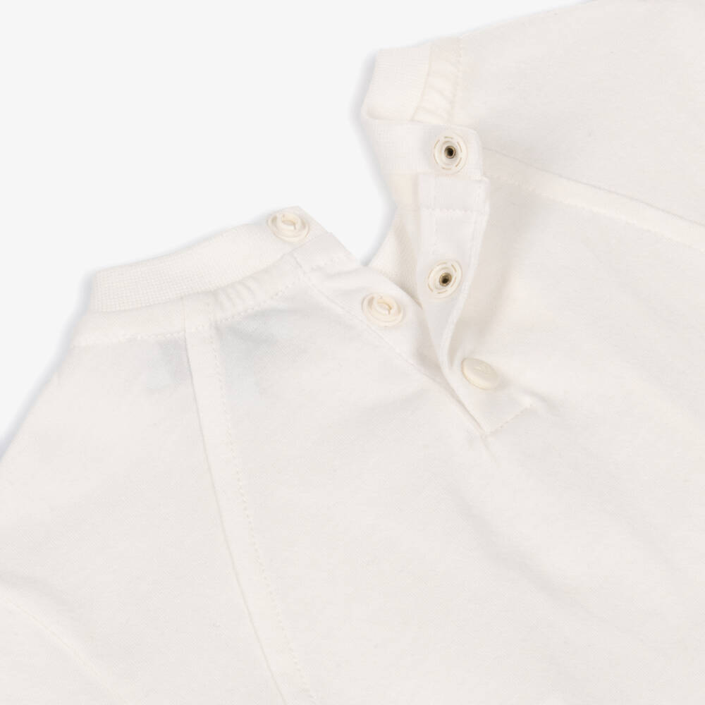 Emporio Armani-Boys White Cotton Embossed Logo T-Shirt | Childrensalon