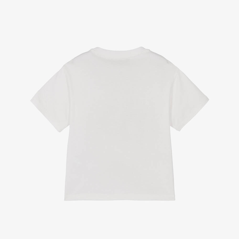 Emporio Armani-Boys White Jersey T-Shirt with Red Horses Print | Childrensalon