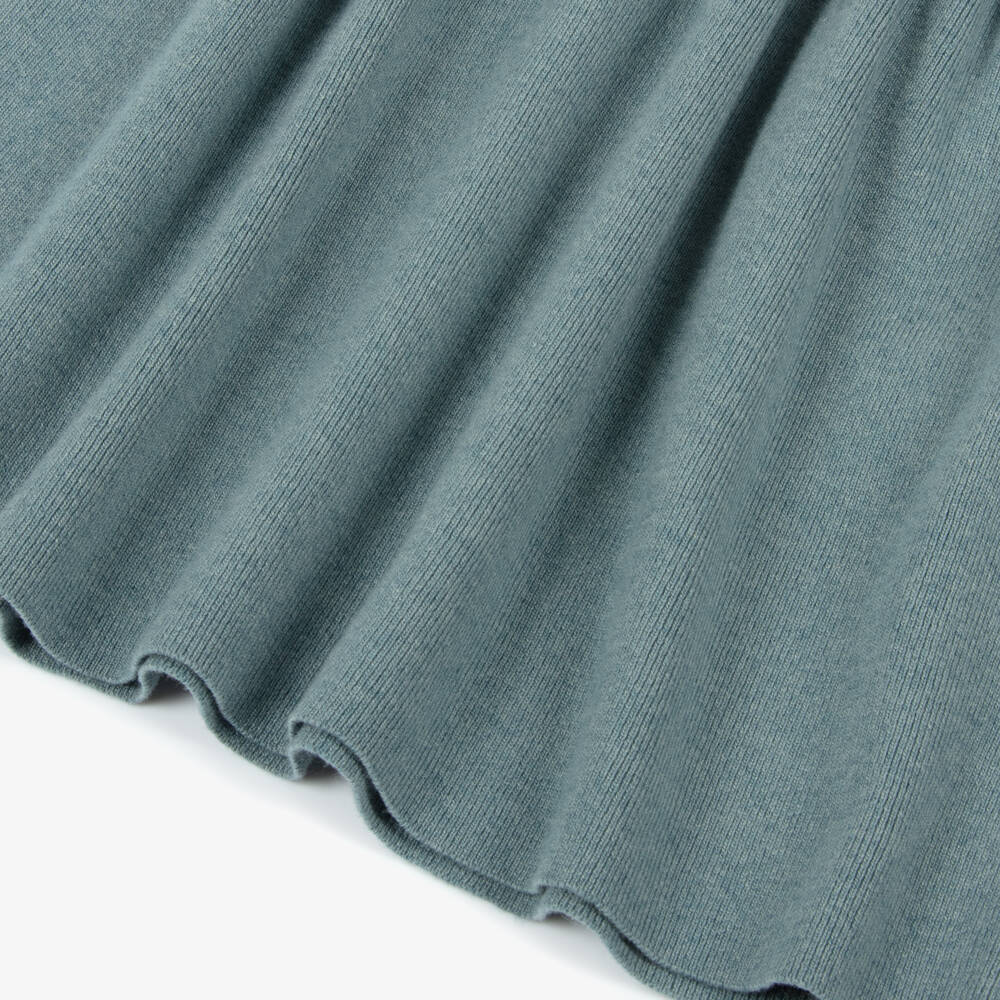 Emporio Armani-Girls Blue Wool & Cotton Ribbed Knit Dress | Childrensalon