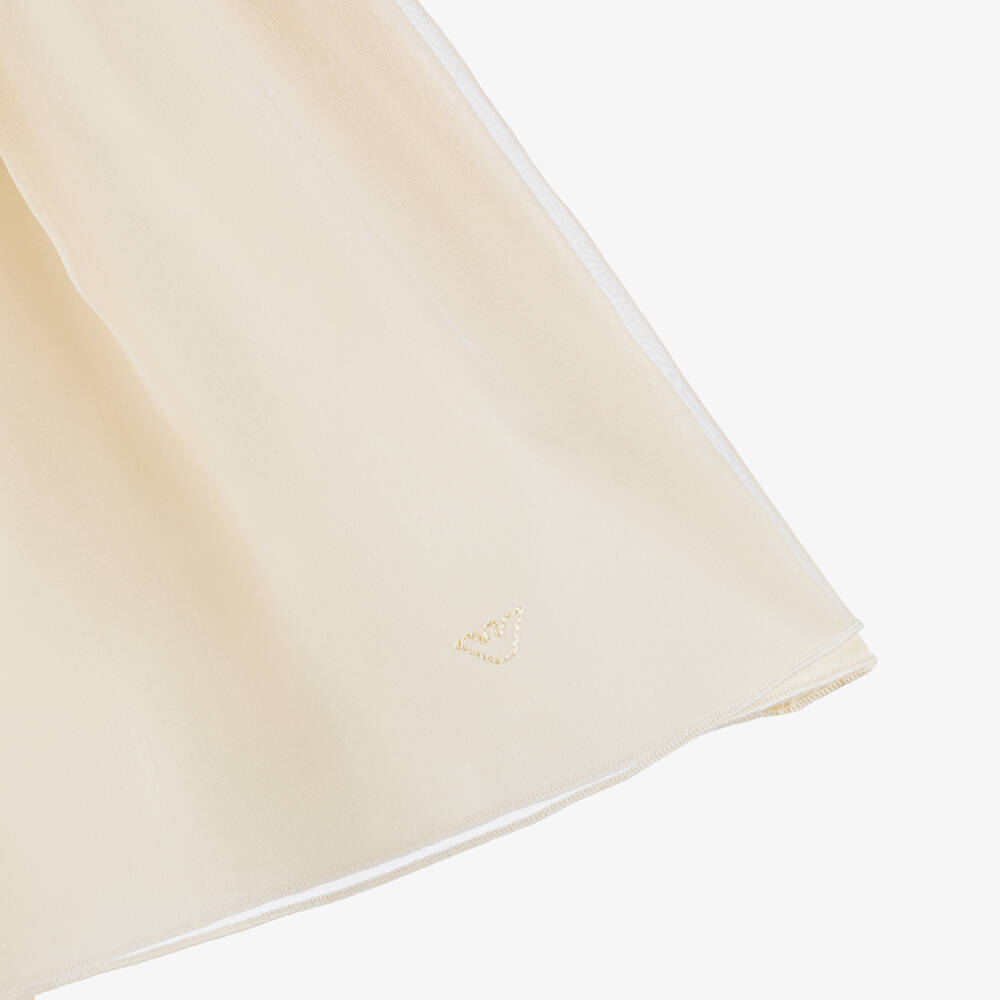 Emporio Armani-فستان حرير أورغانزا لون عاجي للبنات  | Childrensalon