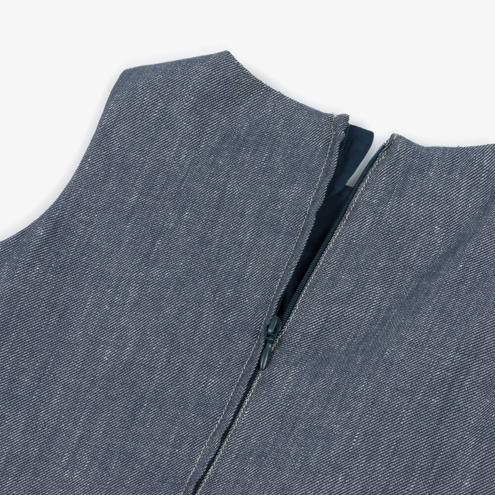 Emporio Armani-Girls Denim Dress with Gold Eagle Logo Button Detailing | Childrensalon