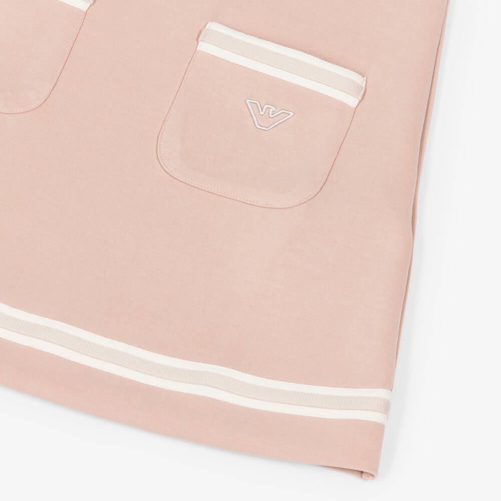 Emporio Armani-Girls Dusty Pink Dess with Beige & White Trims | Childrensalon