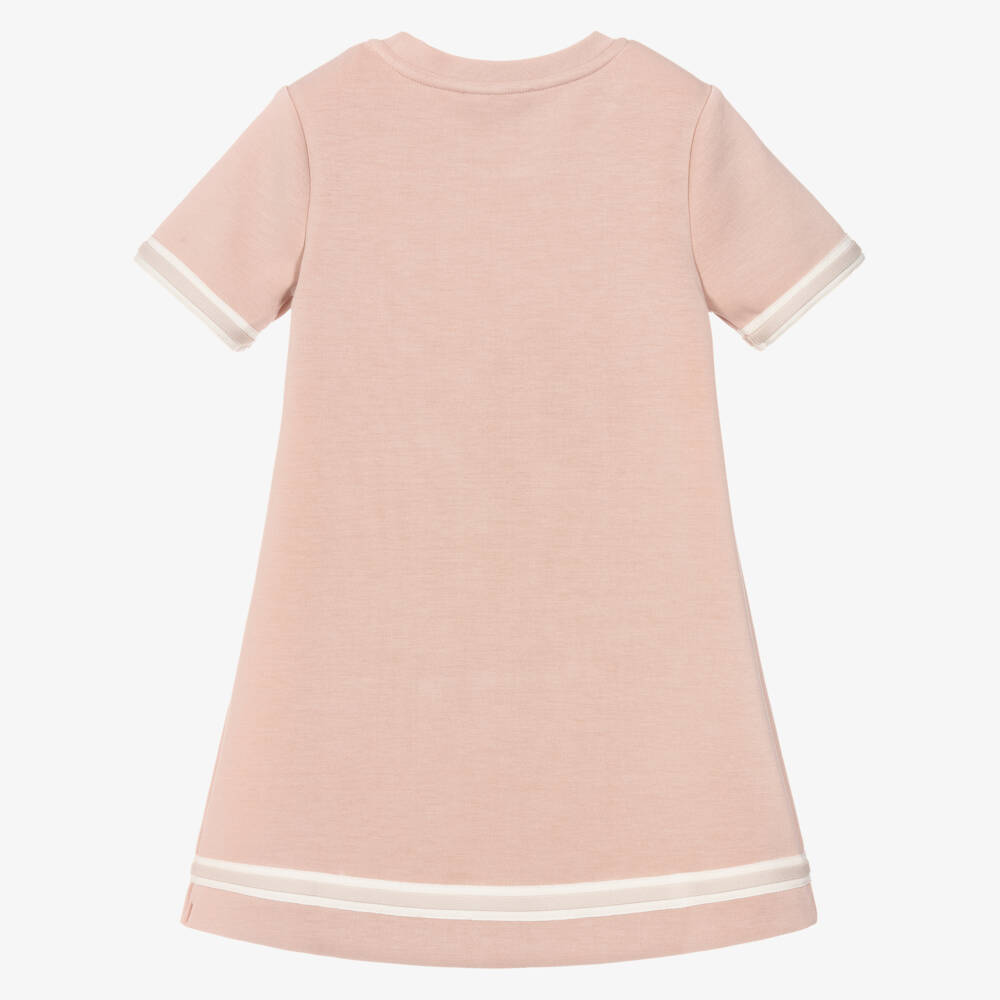 Emporio Armani-Girls Dusty Pink Dess with Beige & White Trims | Childrensalon