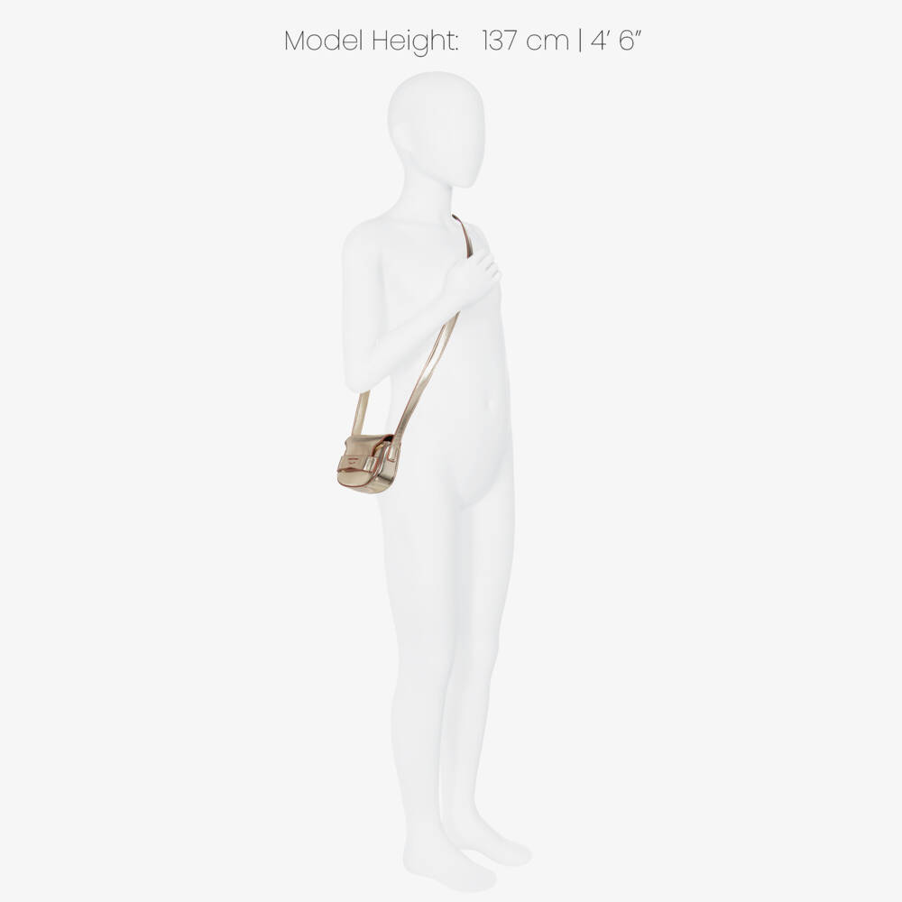 Emporio Armani-Girls Gold Faux Leather Compact Handbag (12cm) | Childrensalon